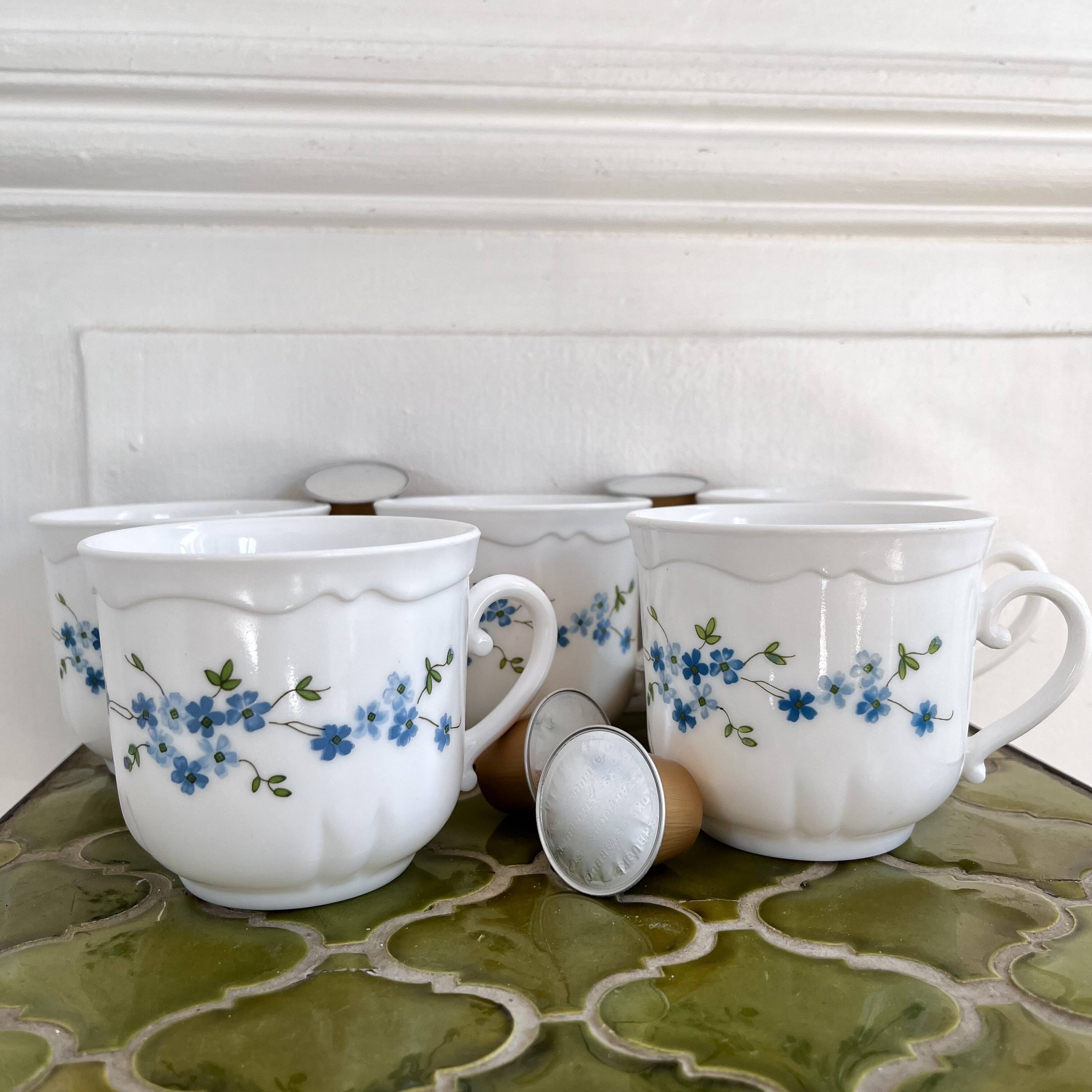 Lot 5 large vintage Arcopal myosotis Veronica tea and coffee cups