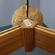 1970s Czechoslovakian rattan & pine pendant light, three-shade chandelier
