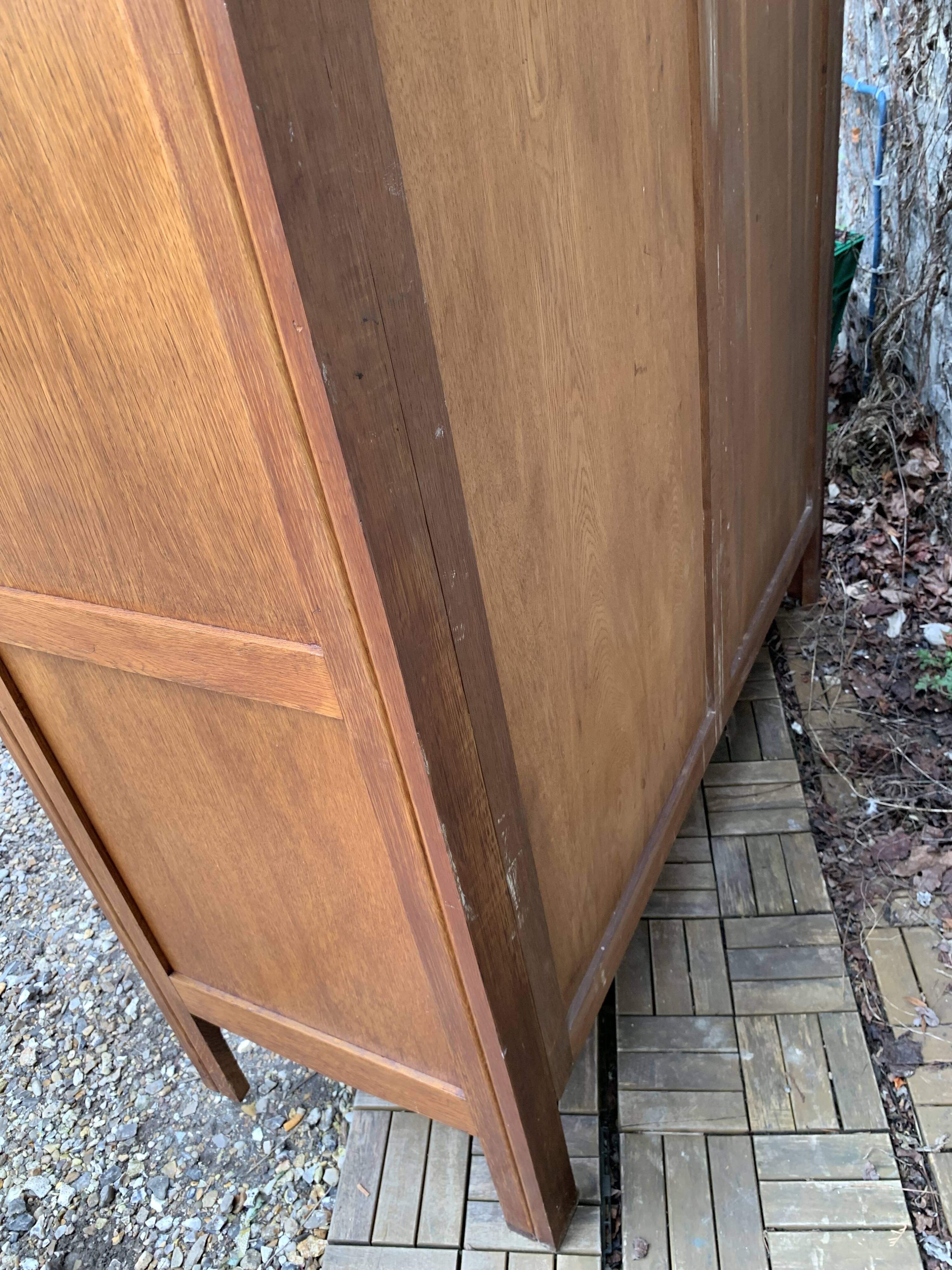 Vintage solid oak cross-braced wardrobe 1940