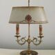 Lampe bouillotte à 2 lumières en laiton de l'Empire français, design floral peint à la main