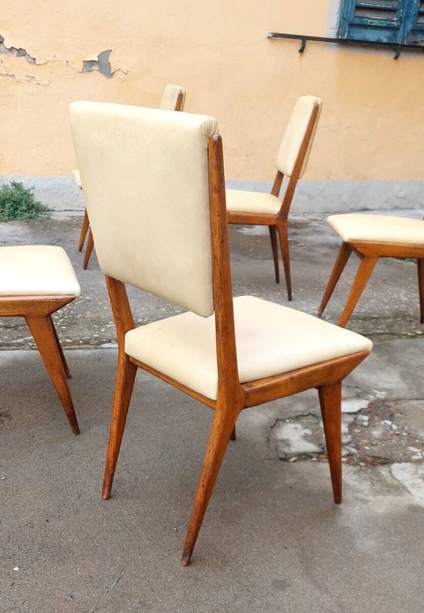 6 wooden chairs in the Italian design of the 19th century, Carlo de Carli