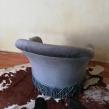 Chair toad blue fabric and fringe