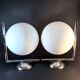 Pair of FLOS IC Lights C/W2 Wall Lights – Chrome & Globe Ø30 – Blown Glass