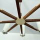 Grande suspension scandinave, teck, laiton et verre