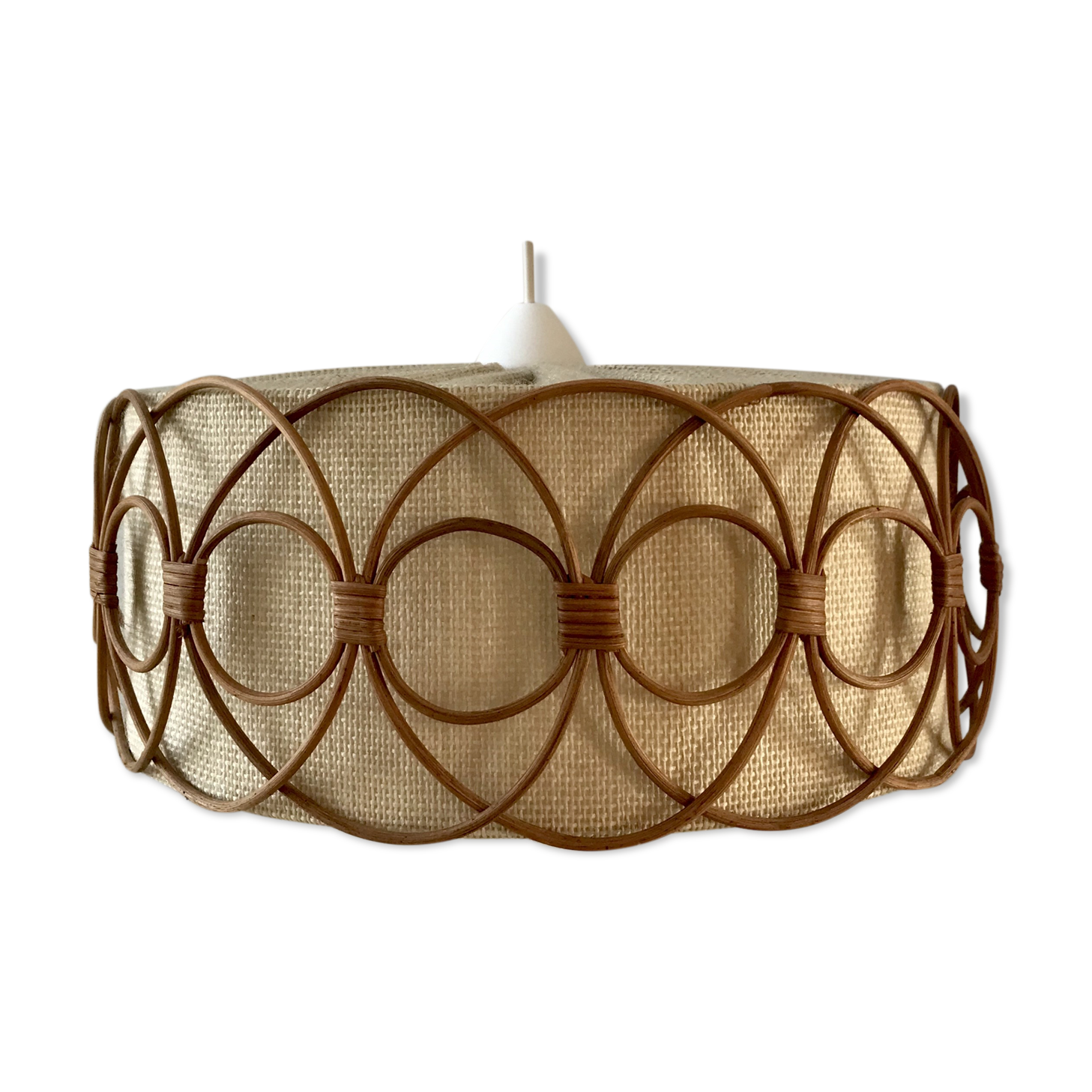 Scandinavian hanging wool and rattan 70s