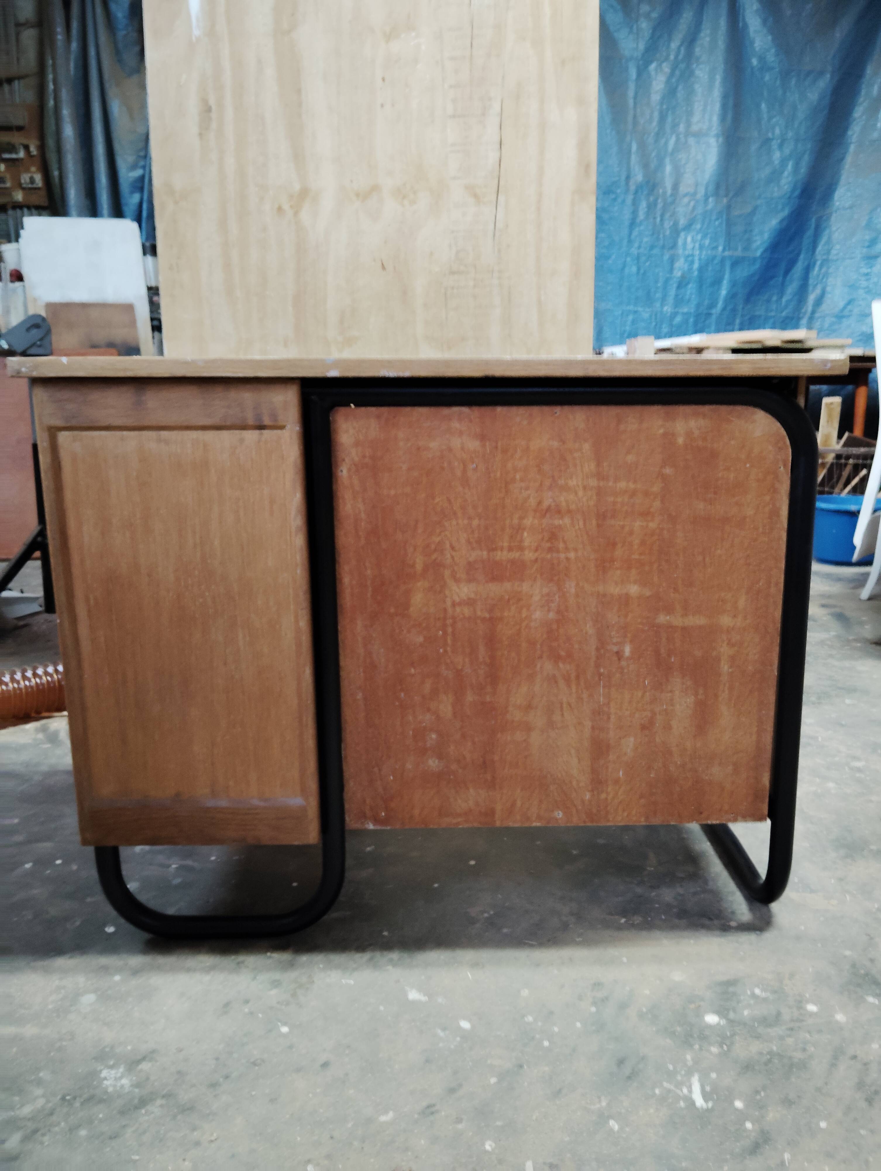 1950s desk in wood and tubular metal