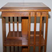 Edwardian revolving library in burl walnut with Sheraton inlay circa 1900