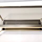 Rectangular Brass Coffee Table with Mirrored Glass Edges, Italy