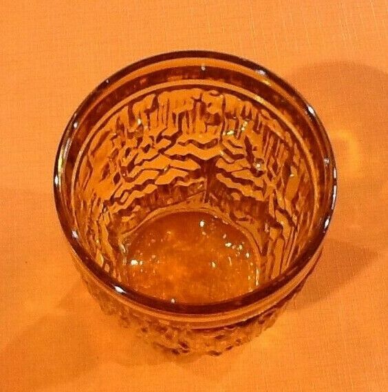 1960s 3 water glasses embossed texture Amber color Baptistin Caracous
