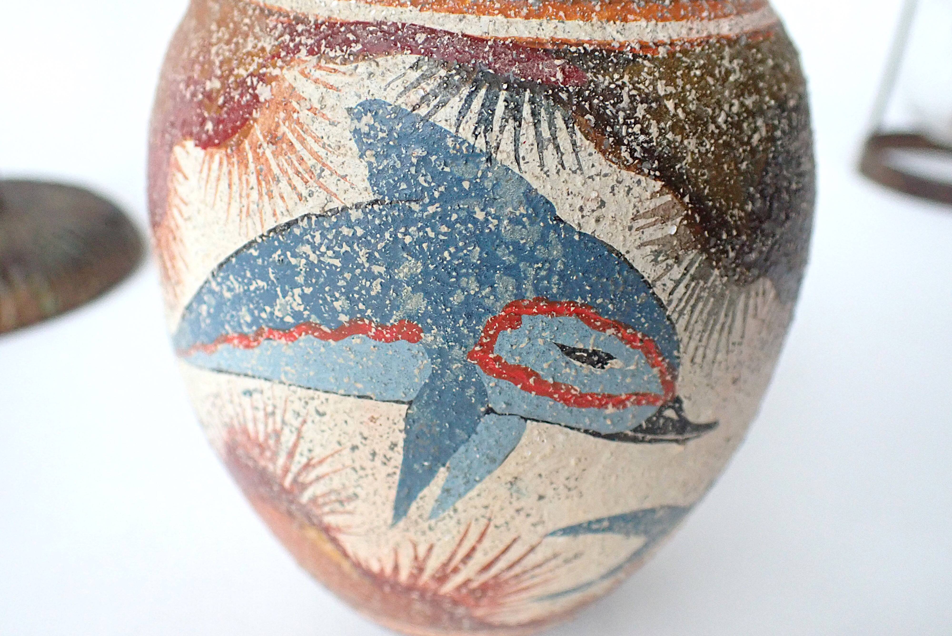 Hand-painted Greek vase - dolphin decoration - reproduction of an amphora from 1500 BC