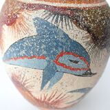 Hand-painted Greek vase - dolphin decoration - reproduction of an amphora from 1500 BC