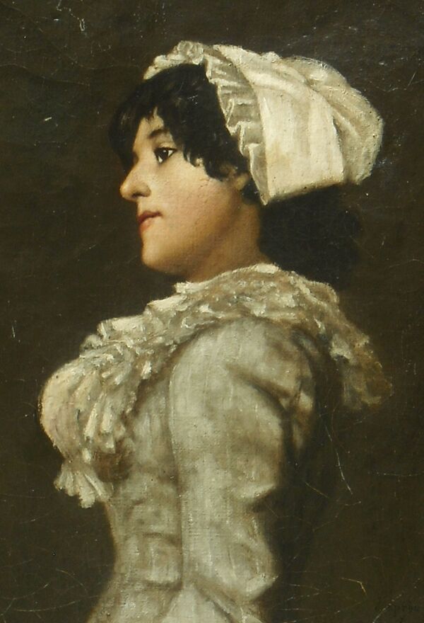 Profil d'une Elègante 1884 signé daté Hst