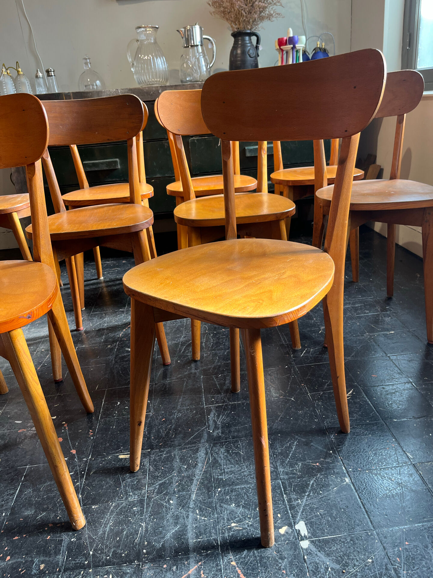Set of 10 bistro chairs