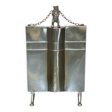 Écran pare-feu Art Déco vers 1920 en chrome poli avec ours