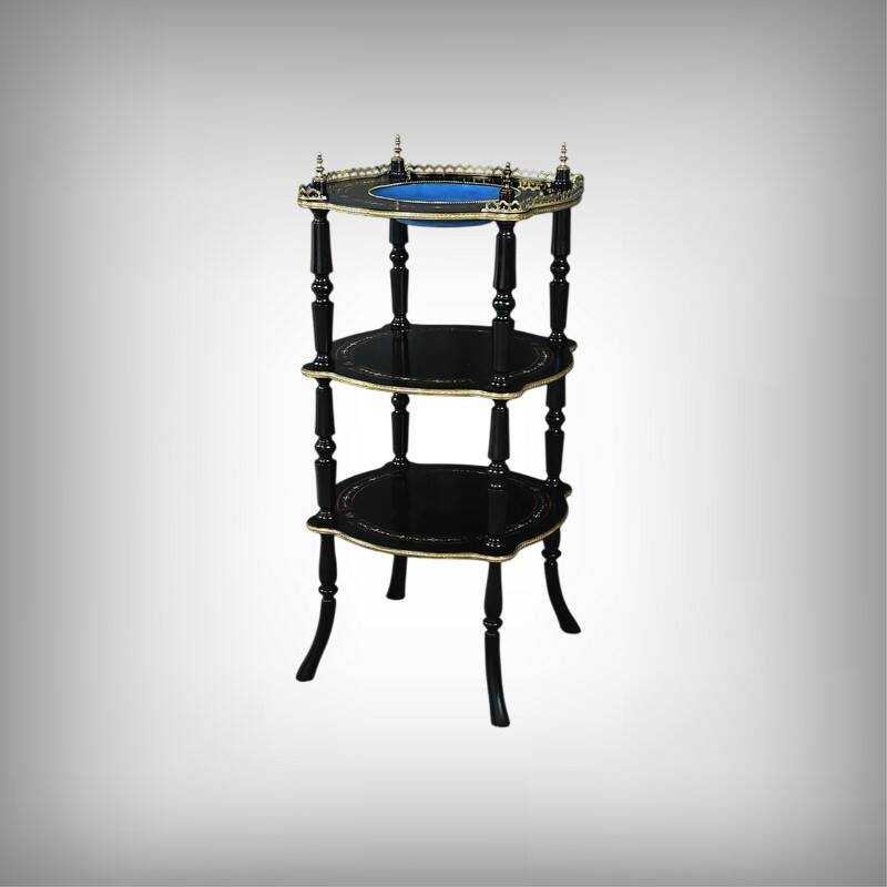 Blackened wooden stool, "Portrait of Louis XVI", Napoleon III - 19th century