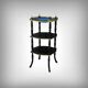 Blackened wooden stool, "Portrait of Louis XVI", Napoleon III - 19th century