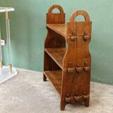 Brutalist oak shelving unit, 1950s