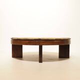 Round coffee table herbarium Roger Capron, Vallauris - ceramic and wooden structure