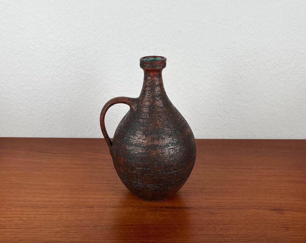 Carafe vase from the German pottery workshop, mid-century brutalist by Gerhard Liebenthron, 1964.