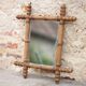 Wooden bamboo imitation mirror, antique mirror, hanging mirror, interior decor, mirror