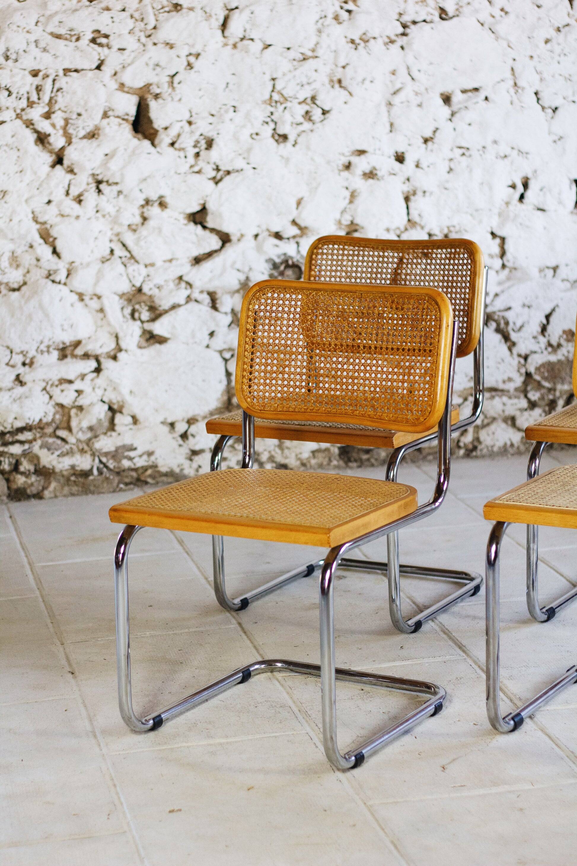 Lot de 4 chaises Cesca B32 par Marcel Breuer