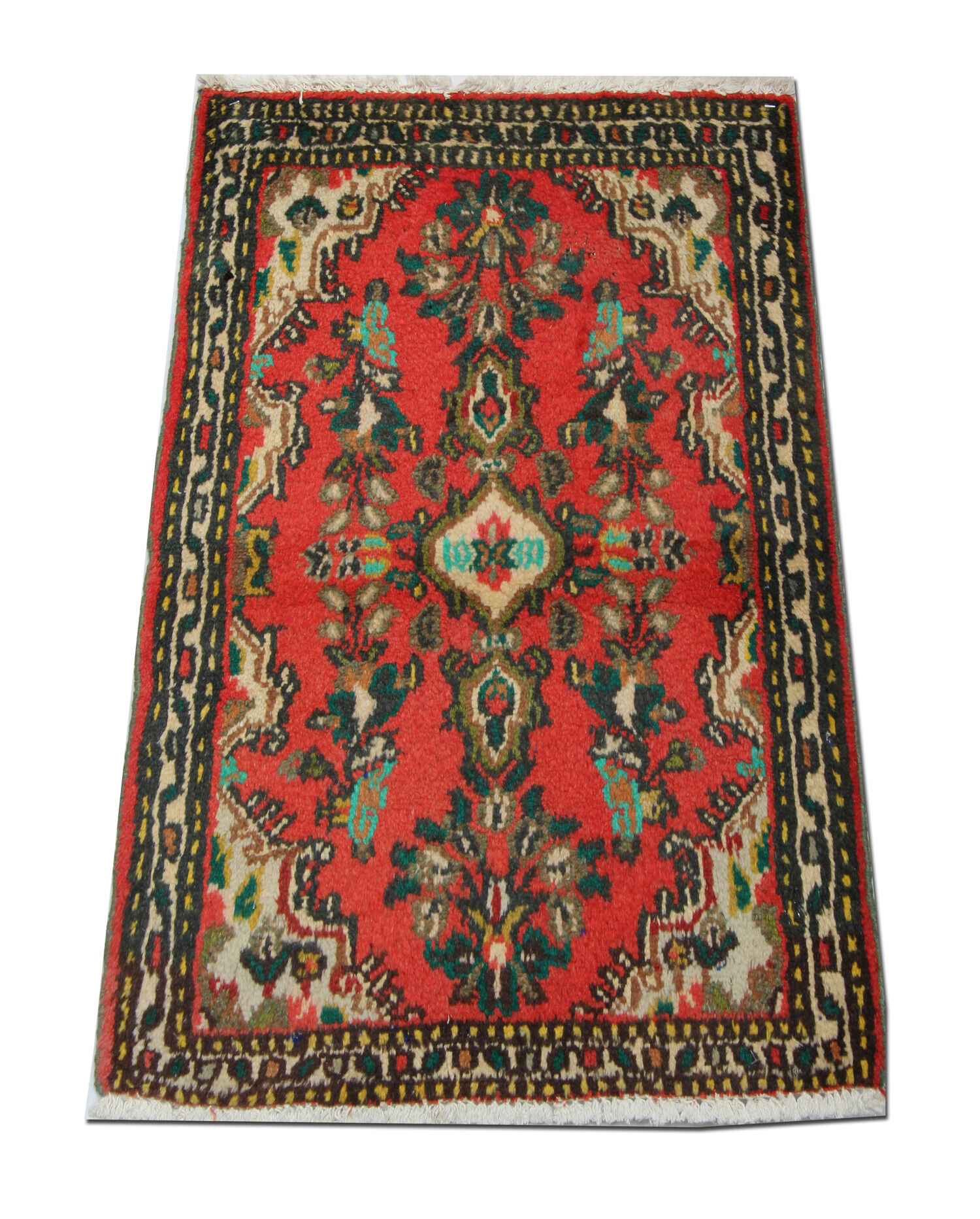 Small vintage persian mahal carpet  oriental wool area rug- 57x87cm