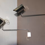 Pair of large chrome wall lamps from the 70s