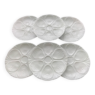 6 Limoges porcelain oyster plates