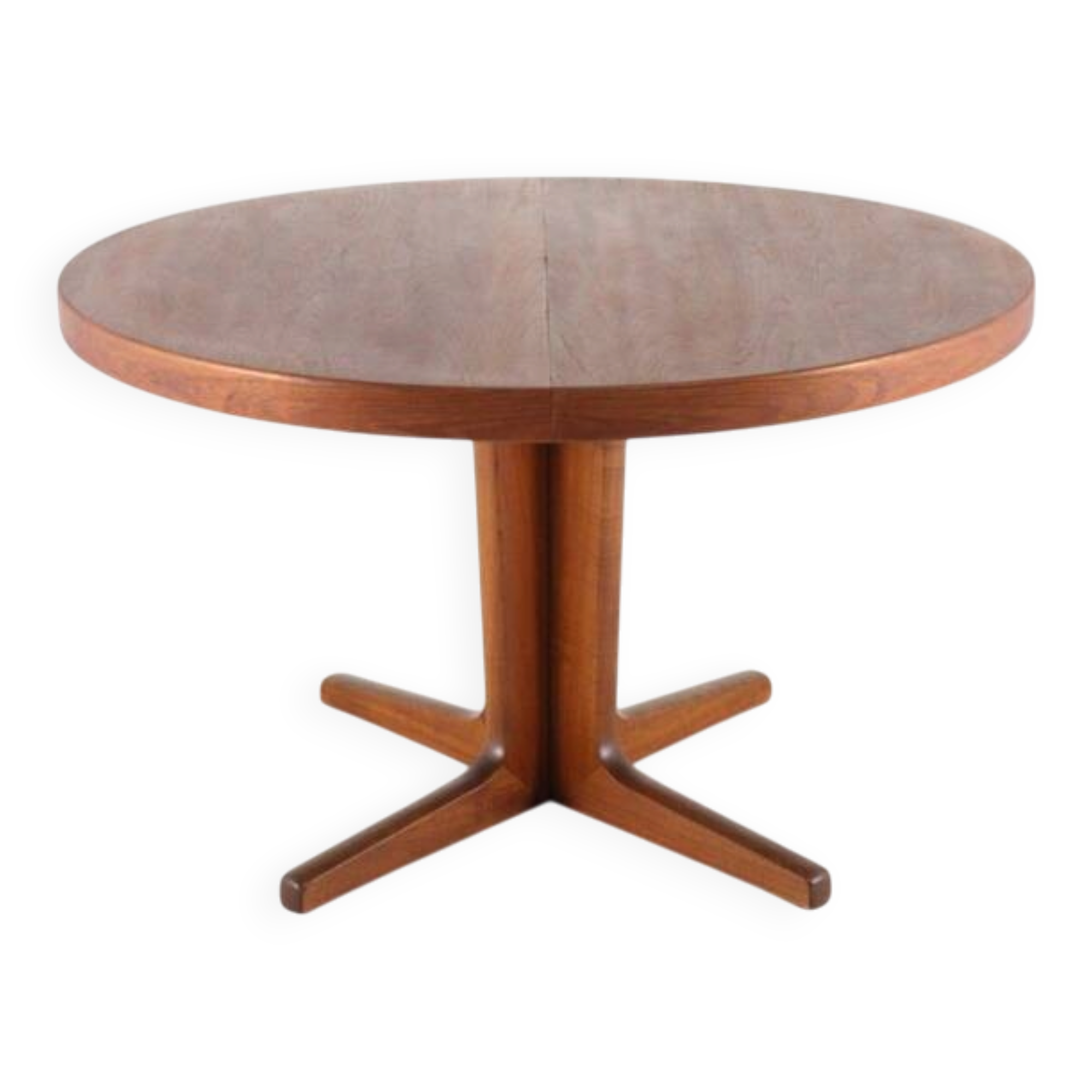 Danish round 1x extendable dining table 'Outrup' - teak