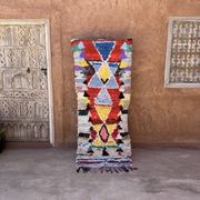 Tapis Berbère Boucherouite coloré - 81 x 190 cm