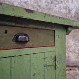 Antique workbench green kitchen island
