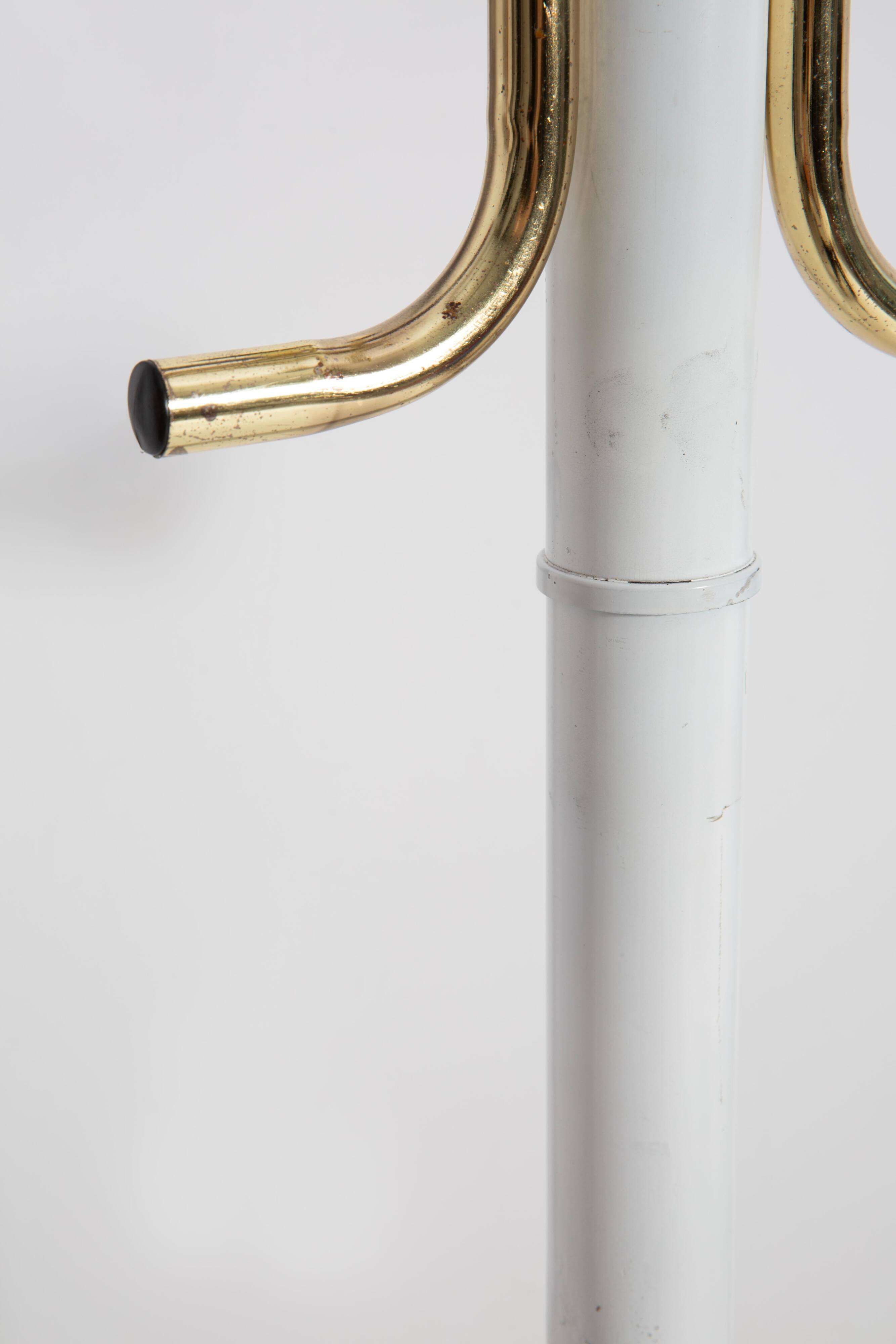 Porte-manteau vintage milieu du siècle blanc et or en métal, Italie, années 1960