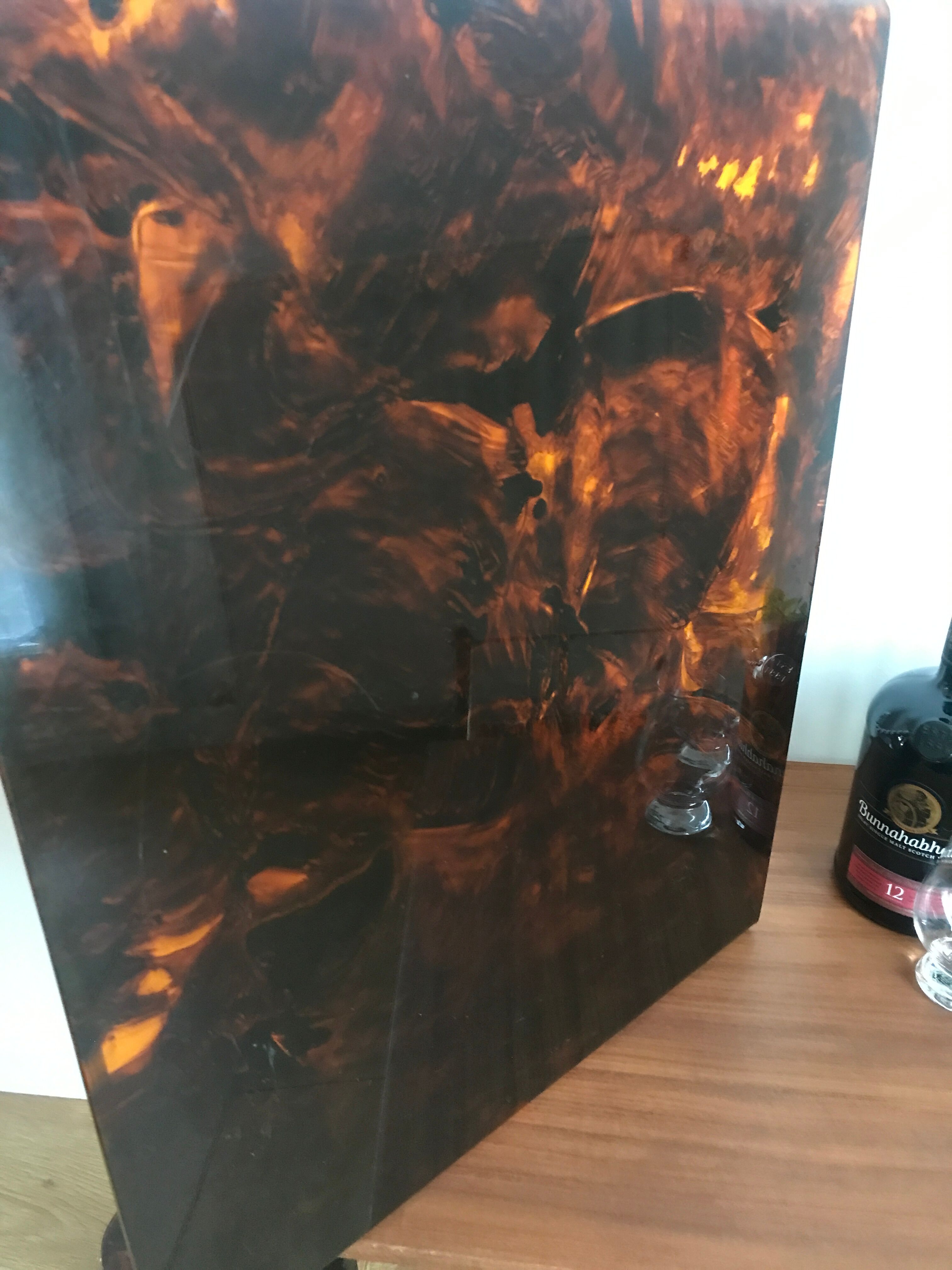 Tray in lucite tortoiseshell way circa 1970