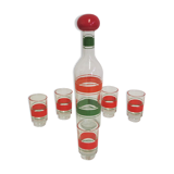 Liquor bottle and glasses, 1960s, set of 6