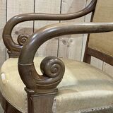 Pair of Restoration armchairs in mahogany from the end of the 19th century (fabric defects)
