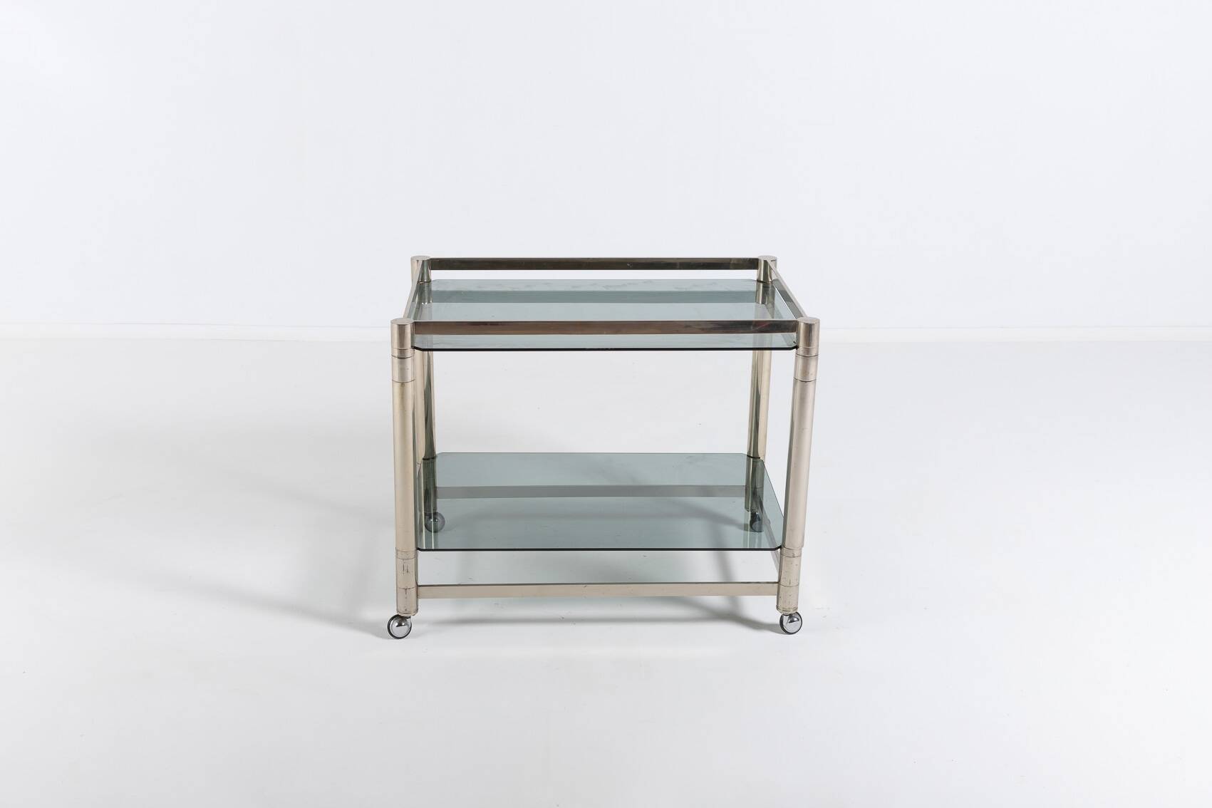 Italian modern chromed steel serving cart/side table, 1970’s