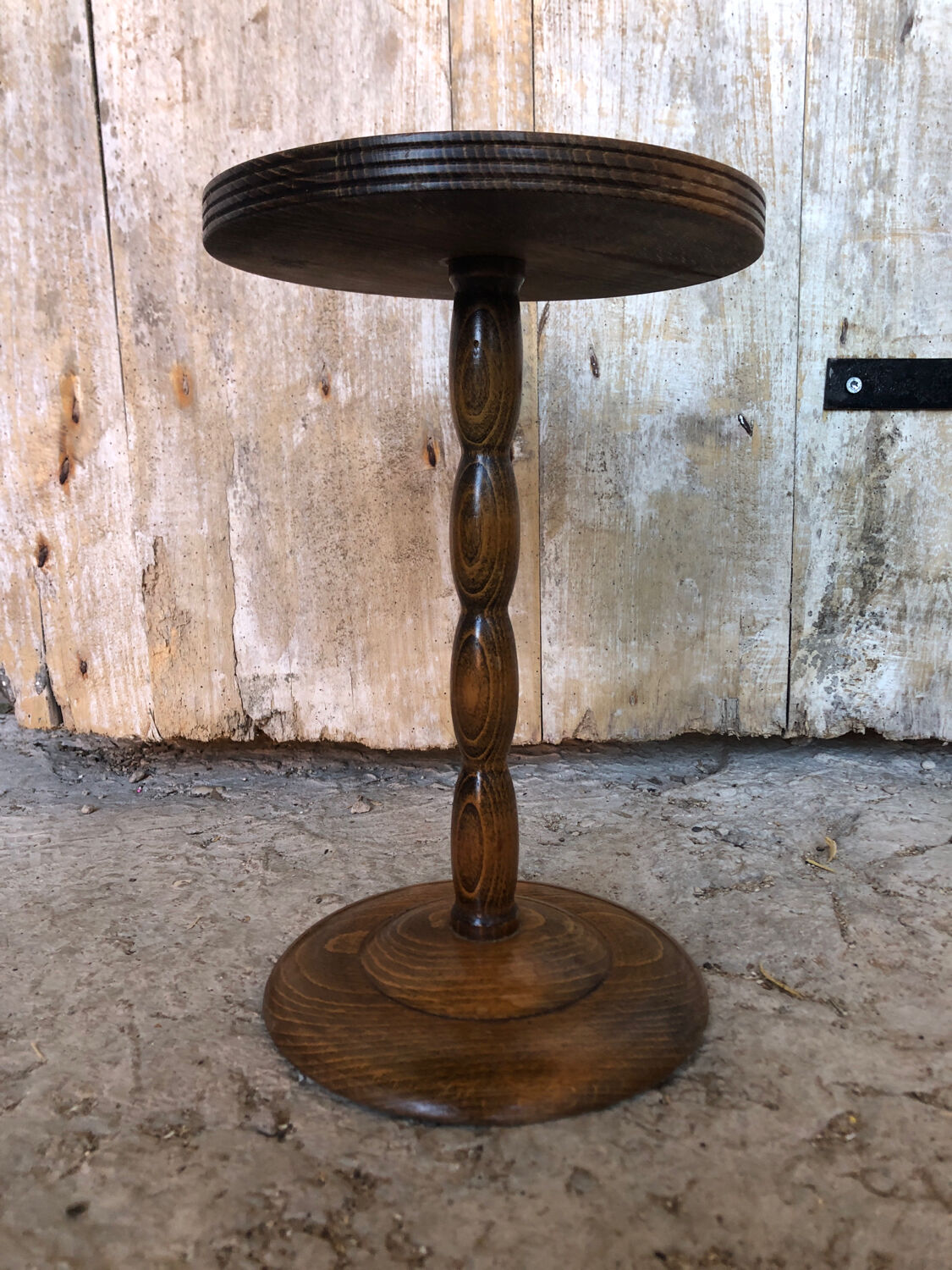 Turned wood side table