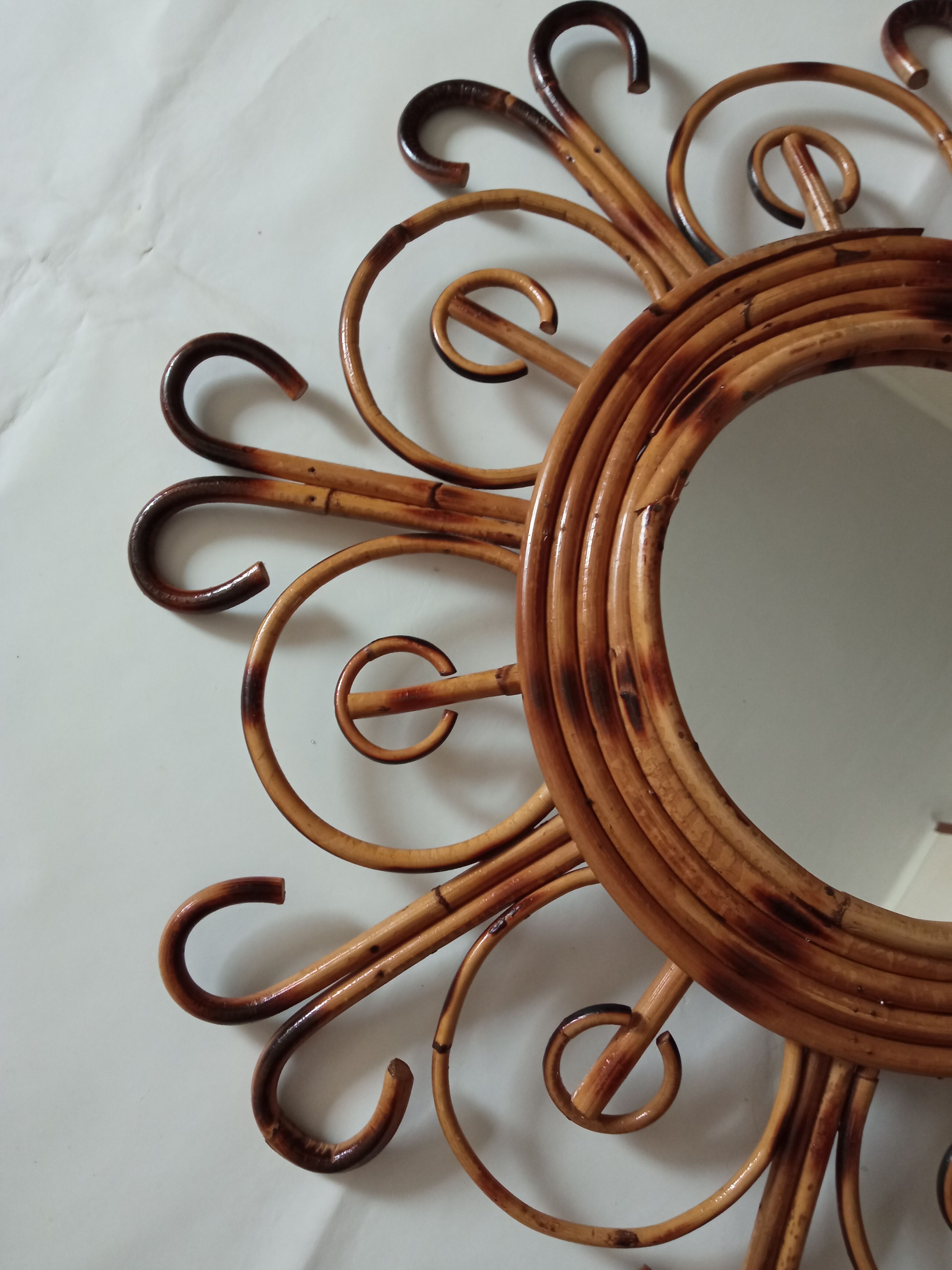 Vintage bamboo mirror 55cm