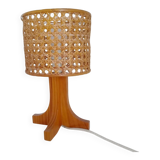 Lampe années 70 cannage et bois