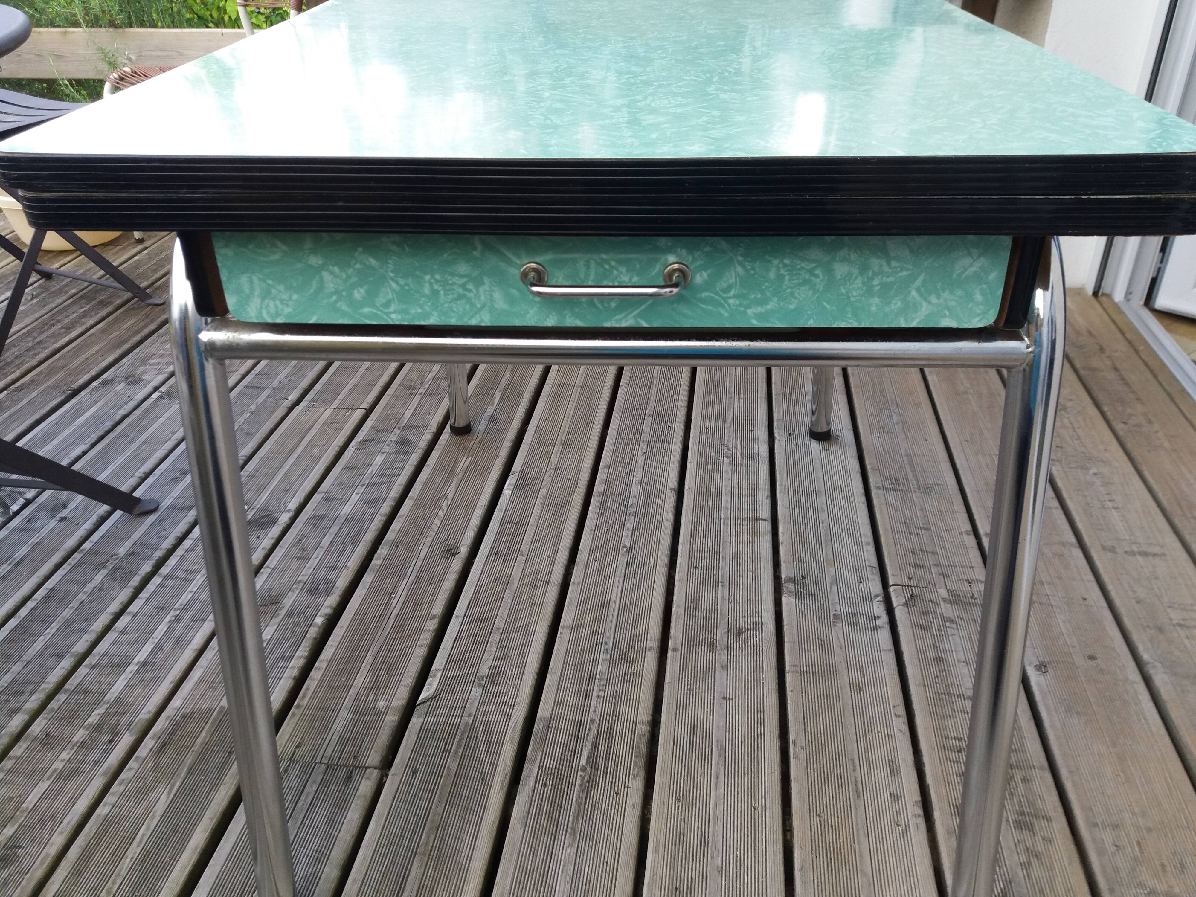 Formica and chrome-plated metal table