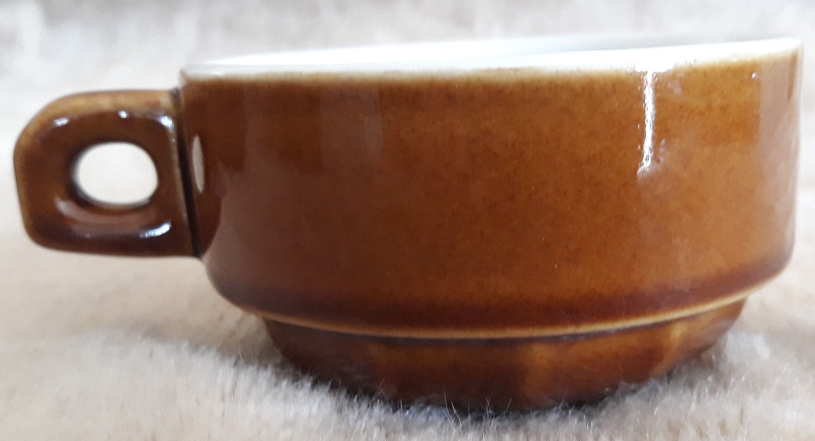 Old cups of coffee - brown ceramics typical of station buffets