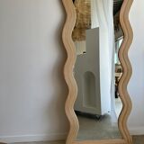 Zigzag rattan foot mirror H:182cm