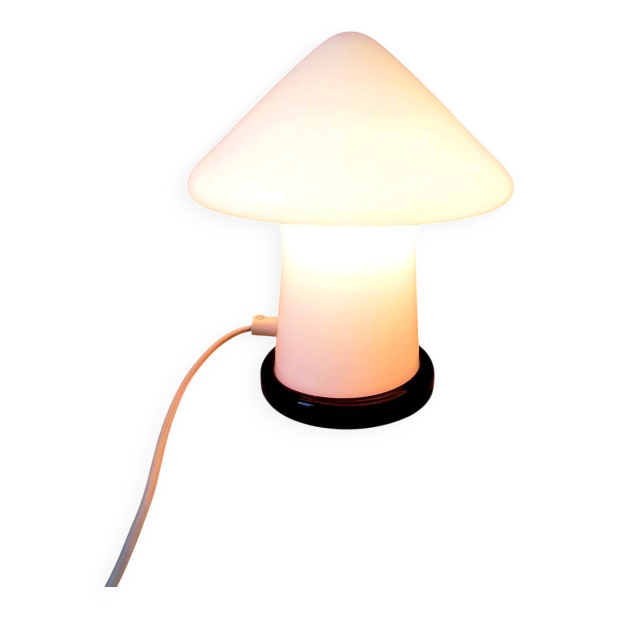 Vintage white Murano blown glass mushroom lamp