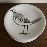 Set of 10 plates by Picault himself bird 1960