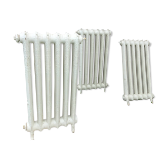 Set of 3 old cast iron flower radiators