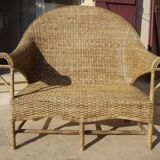 Colonial armchair in rattan and bamboo