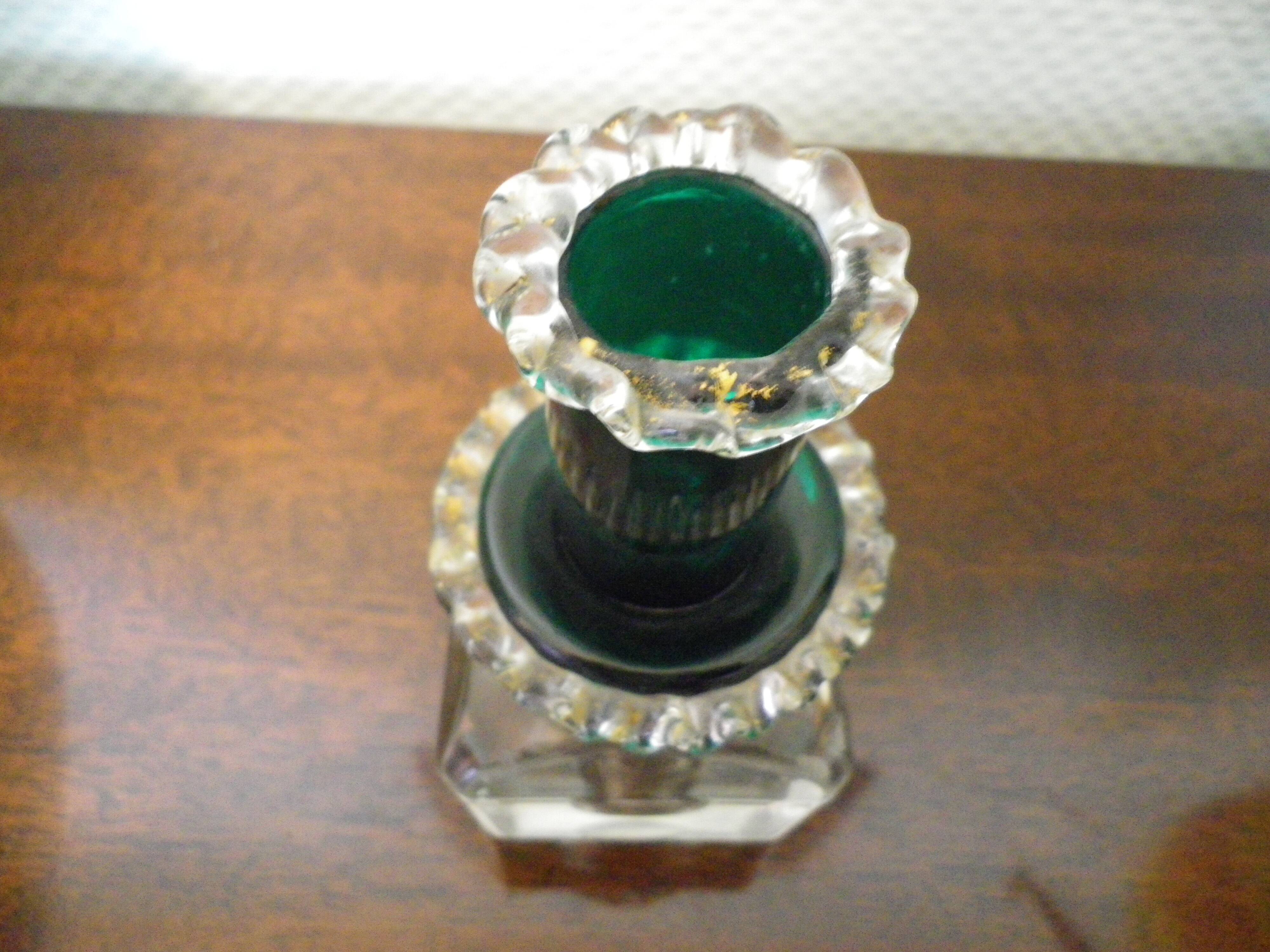 Antique Desk Candlestick from Vallérystal Crystal Factory, 1890s
