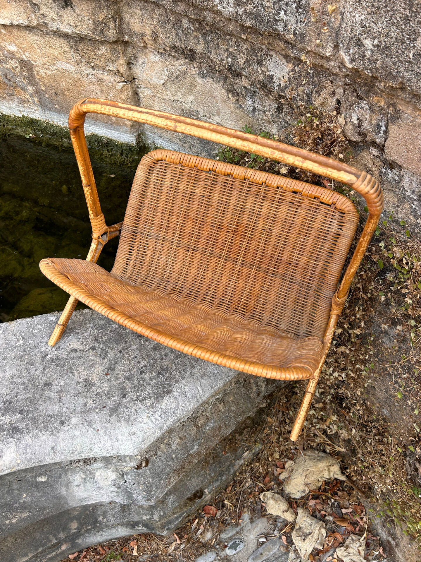 Rattan magazine rack