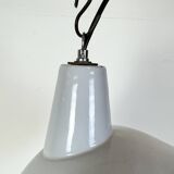 Industrial Grey Enamel Factory Pendant Lamp, 1960s