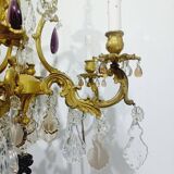 6-light bronze and crystal chandelier